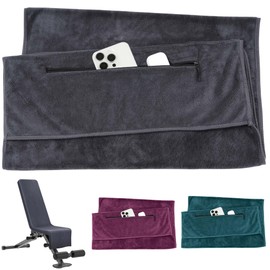Fitness Towel 120 x 50 cm, Sports Towel with Zip Pocket, Microfibre Towel Made of High-Quality Microfibre, Super Sweat Absorption, Gym Towels for Gym, Training, Dark Grey
