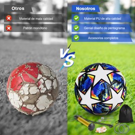 RAINBOWSTREET Balón De Fútbol No.5 - Balón De Fútbol De Entrenamiento Juvenil，Champions League Football Fans Memorabilia，Adecuado para Jóvenes Y Adultos, Regalos para Los Amantes del Fútbol (Azul)