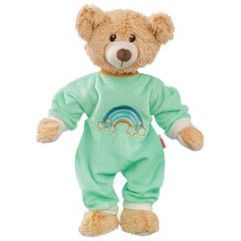 Heless 85 Cuddly Toy Teddy Dreamy with Mint-Coloured Soft Velour Romper, Approx. 32 cm Teddy Bear to Put on and Take Off, Love and as a Playmate