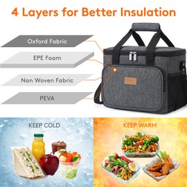 Lifewit Large Lunch Bag Insulated Lunch Box Soft Cooler Cooling Tote for Adult Men Women, Dark Gray 24-Can (15L)