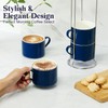 NWYSZ 10 Ounce Blue Porcelain Stackable Cappuccino Cups with Stainless