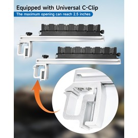 Truck Bed Fishing Rod Holder, Adjustable Aluminum Clamp on Rod Holder, Can Hold 6 Fishing Rods, Compatible with Truck Bed or Boat Pickup Truck Bed