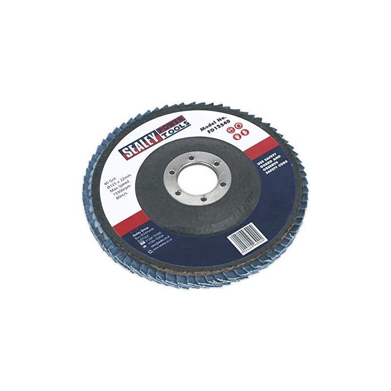 Sealey FD12540 Flap Disc Zirconium Ø125mm 22mm Bore 40Grit