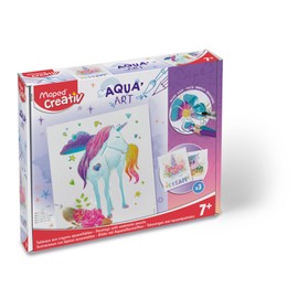 Maped Creative Aqua'Art Colouring Set Unicorn Includes 10 x Watercolour Pens and 3 x Templates on Metallic Boards
