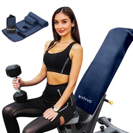 Vivva 2PC Set Microfibre Hooded Gym Towel with Zip Pocket, Quick Dry Super Absorbent Sweat Towel for Exercise Bench Training Workout, Lightweight for Fitness Sports, Beach, Travel, Camping (Navy)