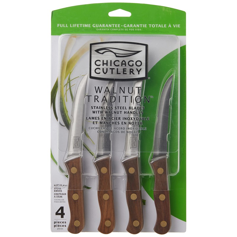 Chicago Cutlery B144 4pc Walnut Tradition Steak Knife Set