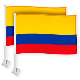 G128 2 Pack: Colombia Colombian Car Flag | 11x17 In | Double LiteWeave Pro Series Double Sided Printed 150D Polyester | Flagpole Included | Perfect for Festival Celebrations, Parades
