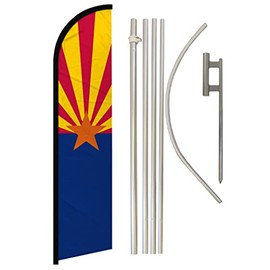 Arizona Windless Banner Advertising Flag & Pole Kit - Perfect for State Fairs, Carnivals, Events