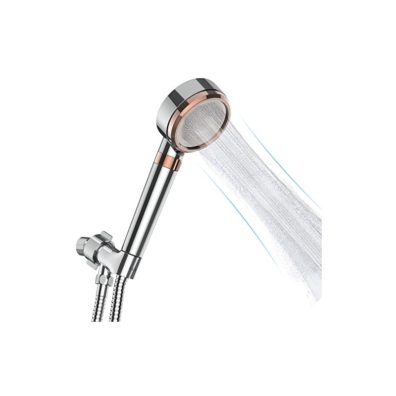 High Pressure Handheld Shower Head, Anti-clog Nozzles with Stainless Hose