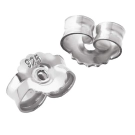 NKlaus 3 Pairs 925 Silver 7 mm Rhodium-Plated Stud Earrings Ear Stoppers Pousettes Ear Nut Butterfly Clasp Hole 0.9 mm 2090
