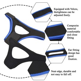 Pack of 2 Air Flow Jaw Strap Veralabs Airflow Jaw Strap Chin Strap Sleep Apnea Snoring Belt Chin Guard Triangular Anti-Snoring Belt Blue Comfortable Fit Eye Mask for Quiet Sleep