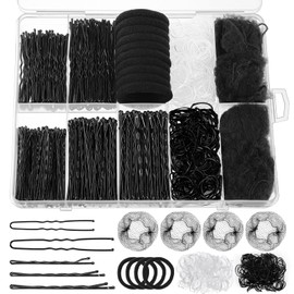 570Pcs Black Bobby Pins for Women, 2 & 2.4In Hair Pins Kit with Hair Nets