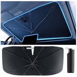[2025 Upgrade] Doogoocoo Windshield Sun Shade [Ice-Crystal Cooling & 100% UV Block]-UPF50+ Heat Shield | Keep Car Cooler & Protect Interior, Foldable Car Sunshade with Reflective Coating (52"x31")
