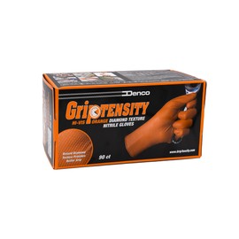 DENCO DISTRIBUTING, INC. Griptensity Orange Diamond Texture Nitrile Gloves - 8MIL - Industrial Applications - Hi-Vis - 1000 Per Case (Large)