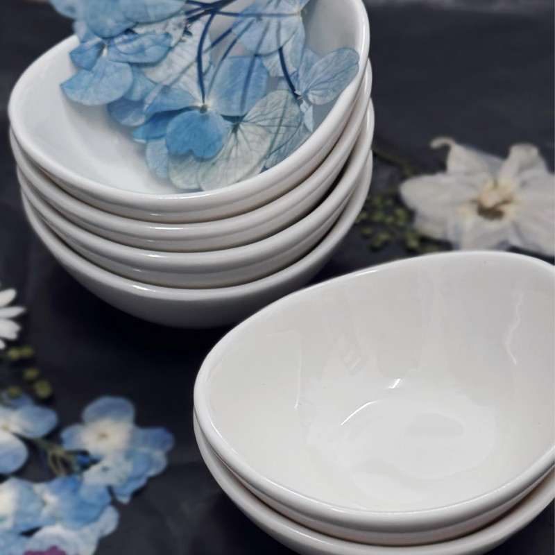 Holitika Soy Sauce Dish - Dipping Bowls Set, White Porcelain