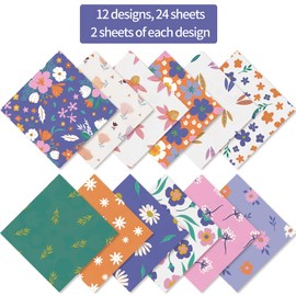 6x6” 160gsm cardstock Single Sided Scrapbooking 24 Paper Pad vintage decoupage scrapbook kit patterned paper junk journal supplies journaling supply scrap paper crafting Fresh Flowers