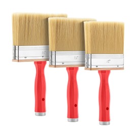 Bates- Deck Stain Brush Set, 3 Pack, 3”, 4” and 6”, Deck Stain Applicator, Red Handle, Stainless Steel Ferrule