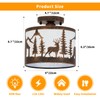 Rustic Semi Flush Mount Ceiling Light with Shade, Black Metal