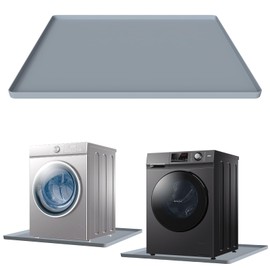 27''x27'' Washing Machine Drain Pan Silicone Mat with 0.78'' Raised Edges, Non-Slip Washer Drip Tray, Prevent Water Leakage and Floor Damage From Such as Washing Machines,Wine Cabinet（grey）