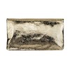 JNB Women's Cracked Metallic Fabric Foldover Clutch with Tassel, Gold