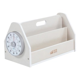 ECR4Kids Double-Sided Book Caddy with Countdown Timer, Portable Library, White Wash