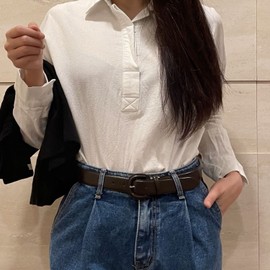 Bellabel Women's Thin Belt, Cowhide Leather, Made in Japan, Color Leather, 1.2 inches (3 cm) Wide (Walnut Buckle) Belt, Narrow, 9 Colors Available, white (off-white)