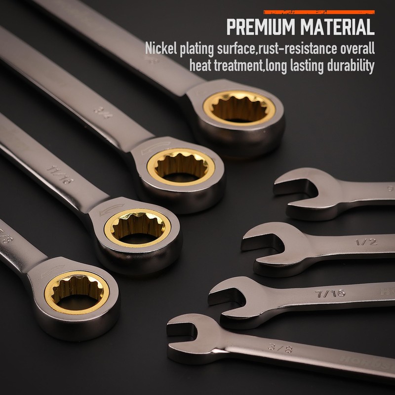 HORUSDY 12-Piece SAE Ratcheting Wrench Set | 1/4” to 7/8“