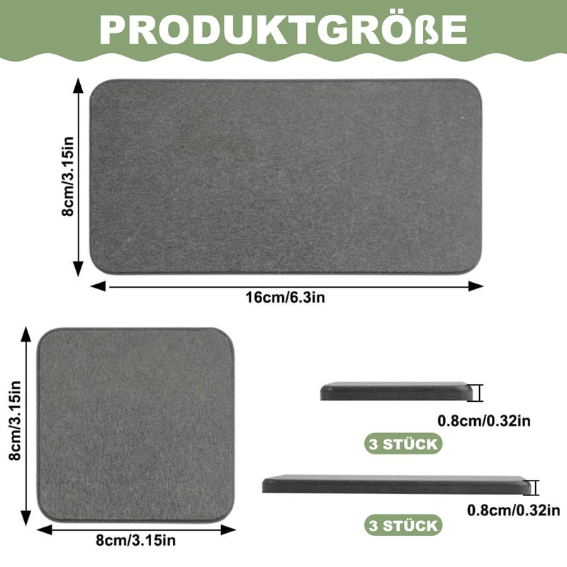 Absorbent Diatomite Coasters for Bathroom - Pack of 6 Water