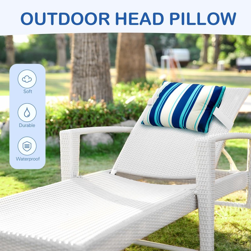Lineshading 4 Pcs Chaise Lounge Head Pillow with Strap Outdoor
