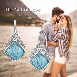 POPLYKE Tear Moonstone Leverback Earrings for Women 925 Sterling Silver Moonstone Dangle Jewellery for Sensitive Ears, Sterling Silver, Turquoise