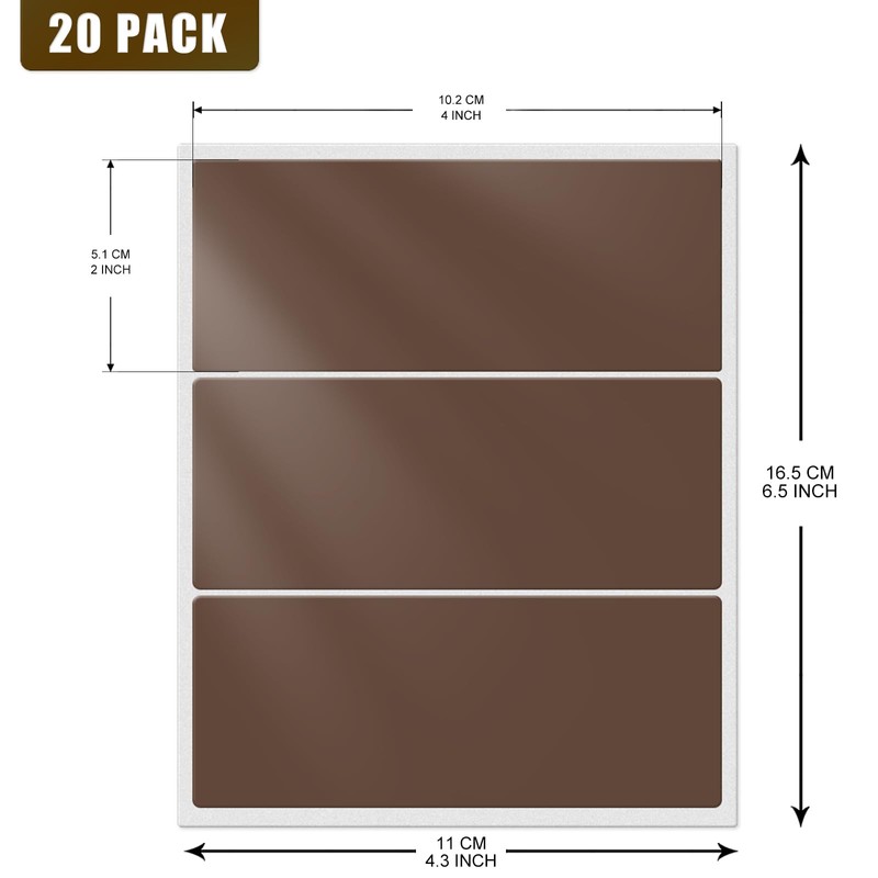 YIKIADA Brown Rectangular Sticky Sticker 4 x 2 Inch Colour