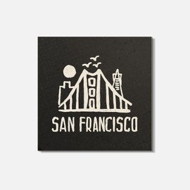 Unbranded San Francisco USA Sketch City 4'' X 4'' Square Wooden Coaster