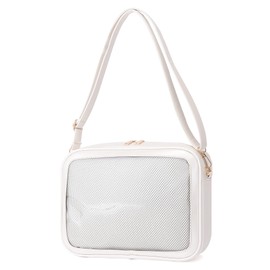 PandaSays Pain Bag, Pushing Bag, Shoulder Bag, Showing Bag, Clear, Pouch, Diagonal, Small, 2-Way, Transparent Vinyl, Nerd, Pushing Activity, Plush Pouch, white