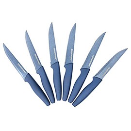 Nutriblade 6-Piece Steak Knives Set by Granitestone Stainless Steel Serrated Blades with Comfortable Handles– Dishwasher-safe Rust-proof Steak Knife For Home and Restaurant Use As Seen On TV (Blue)