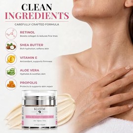 Kleem Organics Crema Reafirmante Del Cuello Con Péptidos Y Retinol - Crema Estiradora De La Piel Anti Envejecimiento Para Reducir Arrugas, Líneas Del 