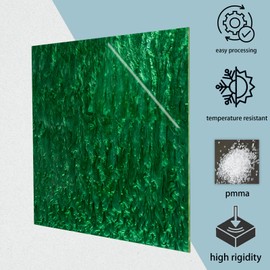 TOEPODO Pearlescent Ripple Cast Acrylic Sheets 1/8 Thick for Laser Cutting Plexiglass Sheets for Art Design Crafting DIY Home Decore Festival Ornaments (3, Emerald Green, 12x12 Inch)