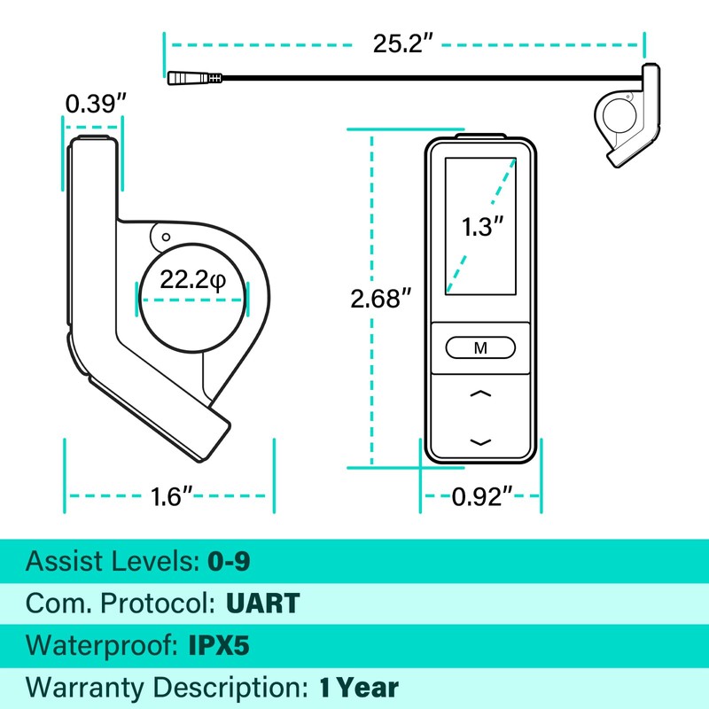 E-Mangue Ebike LCD Display SW102 for Bafang BBS01B BBS02B BBSHD