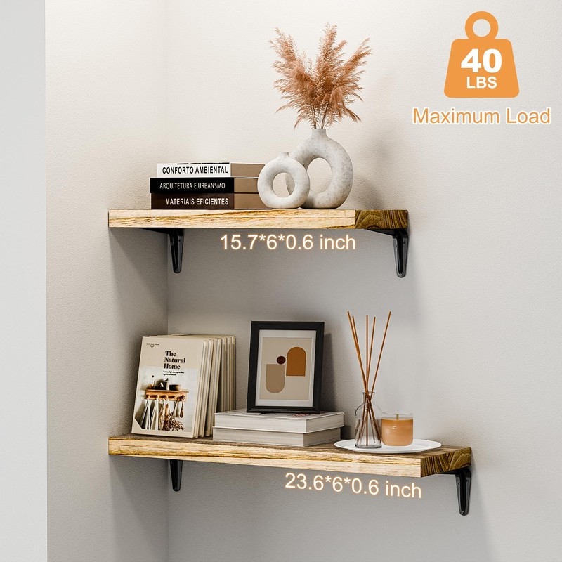 SKYSEN Floating Shelves for Wall Set of 6, 15.7in Wood