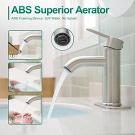 VOTON Brushed Nickel Bathroom Sink Faucet, Single Handle Stainless Steel for 1 or 3 Hole Faucet for Bathroom Sink with Deck, Pop-up Drain and Supply Hoses