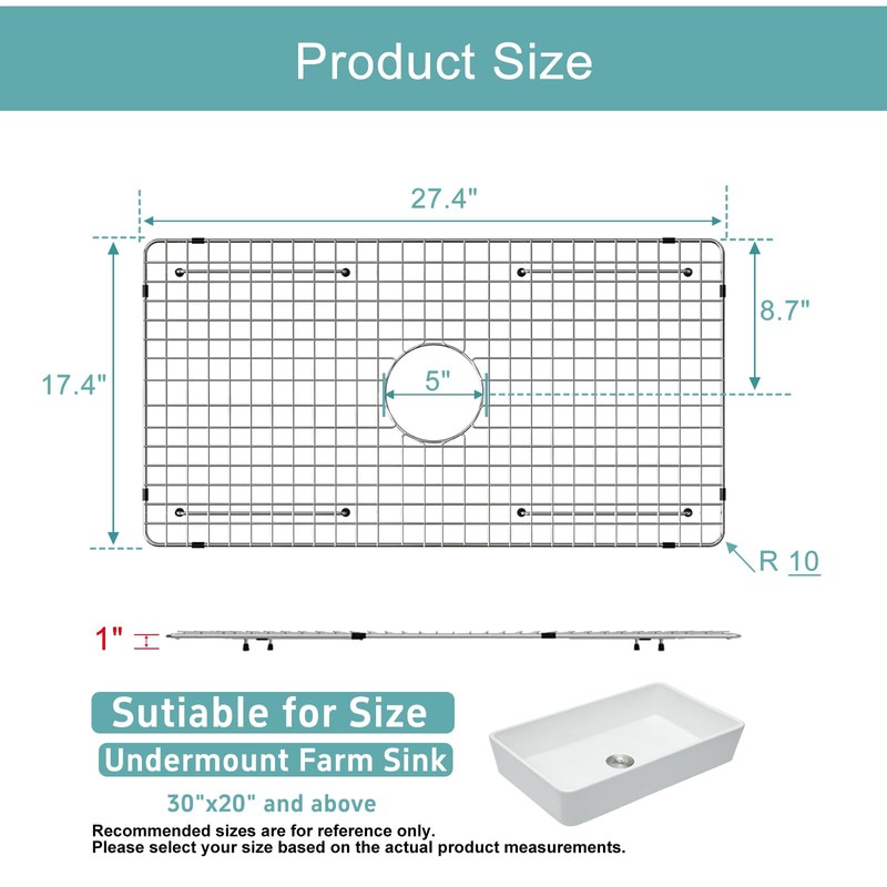 KINKIB Stainless Kitchen Sink Protector - 28" x 18" with