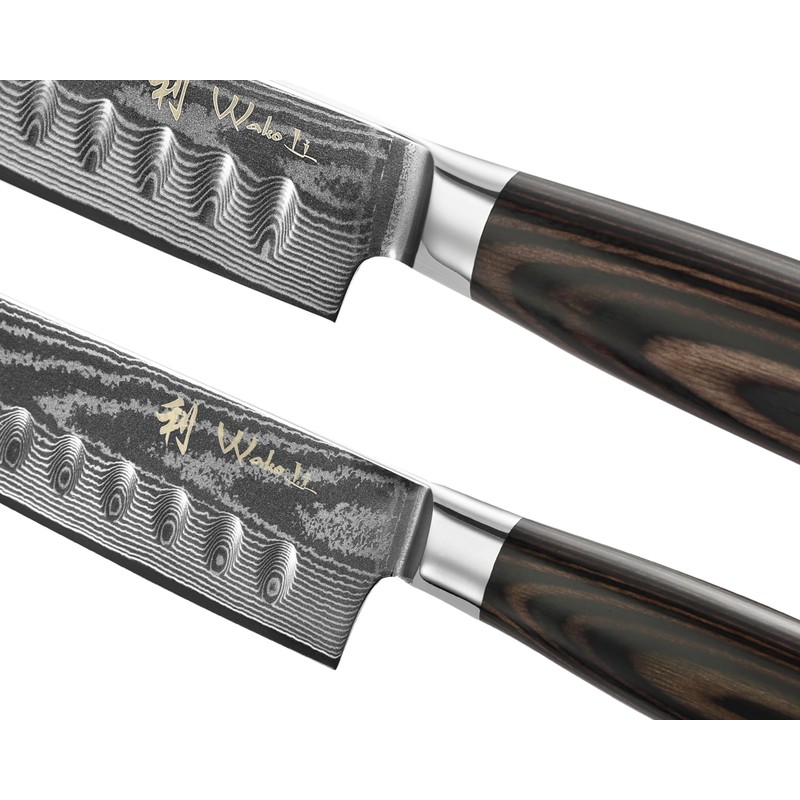 Wakoli EDIB 2-Piece Damascus Kitchen Knife Set – Santoku &
