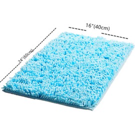 Eanpet Chenille Bath Mat Non-Slip Microfiber Floor Mat Baby Bath Mat for Kids Ultra Soft Washable Bathroom Dry Fast Water Absorbent Shower Mat Area Rugs (16" x 24", Sky Blue)