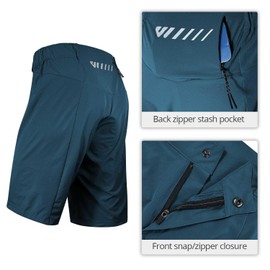 Men's Mountain Bike Shorts 2 in 1 Padded Mens Cycling Biking Shorts with Padding Riding Bicycle Cycle Shorts Pockets Blue X-Large
