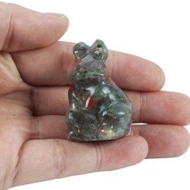 Lovionus89 Crystal Rabbit Sculpture, 1.5 Inch Bunny Figurine Statue Gemstone Animal for Home Décor or Collectibles, Africa Bloodstone