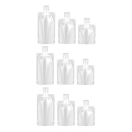 AUGEN - Bolsa de embalaje de maquillaje líquido de viaje, 30 ml, 50 ml, 100 ml, bolsa vacía para apretar, a prueba de fugas, bolsas plegables para artículos de cambiador, loción, champú (paquete de 3