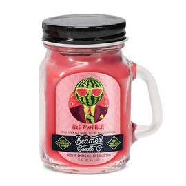 Red Mother Candle – Sweet Watermelon & Juicy Fruit Scent – Small 4oz Mini Mason Jar Candle by Beamer Candle Co.