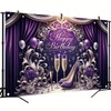 Saoplasa Birthday Backdrop 71 x 43 Inch Happy Birthday Purple