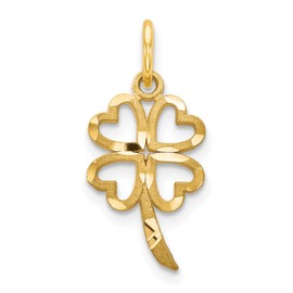 IceCarats 14K Yellow Gold 4 Leaf Lucky Clover Shamrock Flower Necklace Charm Pendant Only