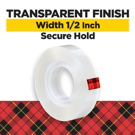 Scotch Transparent Tape, 1/2 in x 1296 in, 2 Rolls