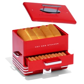 Nostalgia Extra Large Diner-Style Steamer 20 Hot Dogs and 6 Bun Capacity, Perfect for Breakfast Sausages, Brats, Vegetables, Fish